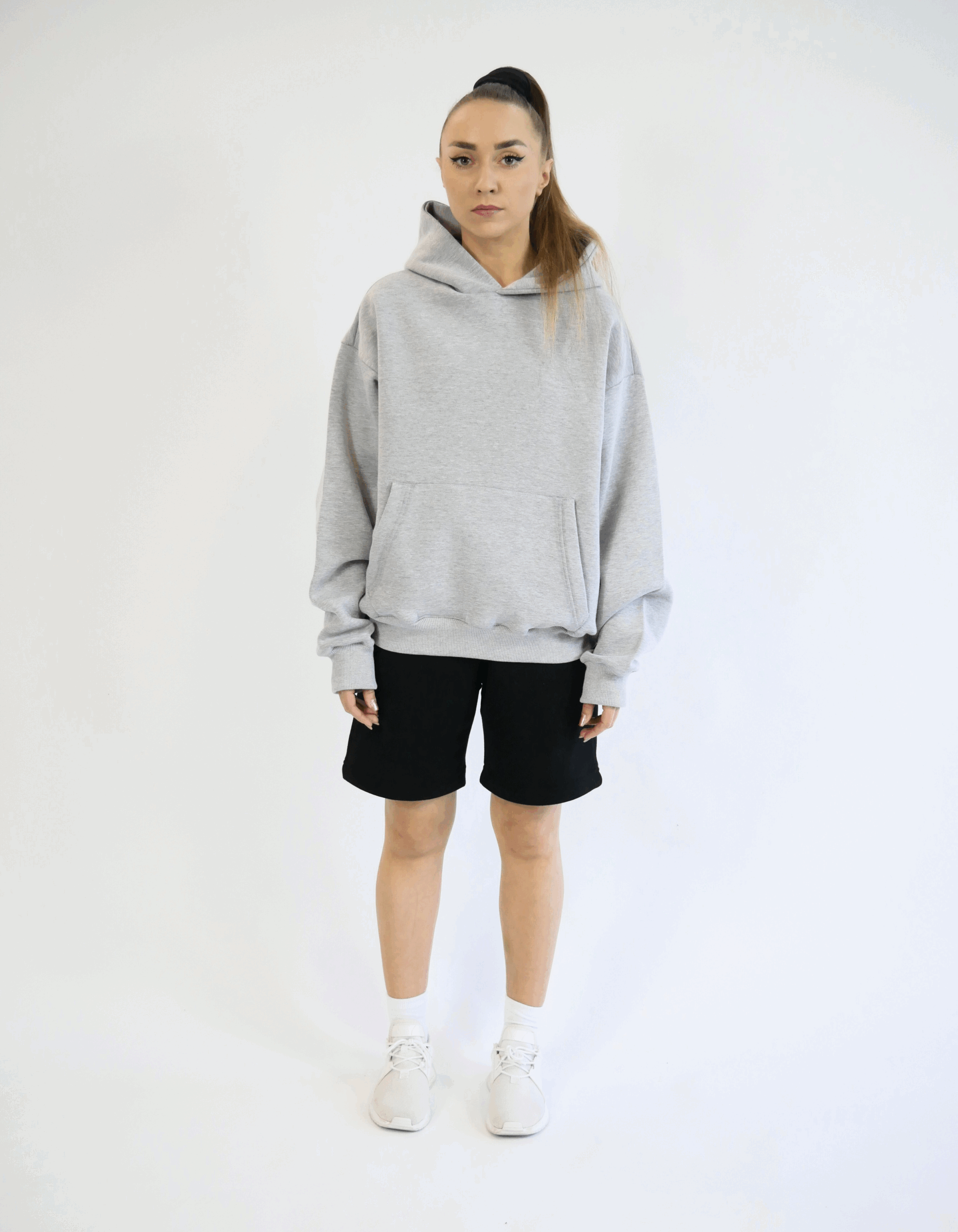 HOODIE BOXY SUPERIOR SOFT FABRIC MELANGE - obrazek 2